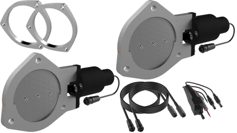QTP 4in Bolt-On QTEC Dual Electric Cutout Valves w/Flanges - Pair - QTEC80F
