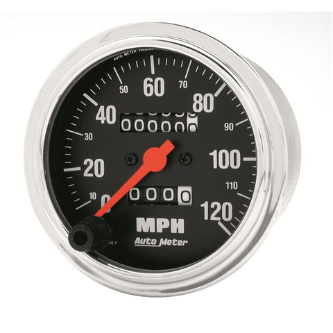 Autometer Traditional Chrome 3-3/8in 120 MPH In-Dash Full Sweep Mechanical Speedometer - 2492