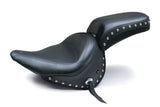 Mustang 05-17 Harley Deluxe (With Standard Rack) Wide Touring Solo Seat w/Studs - Black - 76231
