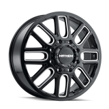 Mayhem 8107D Cogent Dually 20x8.25/8x165.1 BP/115mm Offset/121.3mm Hub Black w/ Milled Spokes Wheel - 8107D-2881BMF115