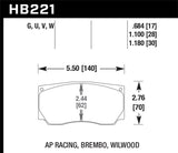 Hawk AP Racing/Wilwood 17mm DTC-70 Race Rear Brake Pads - HB221U.684