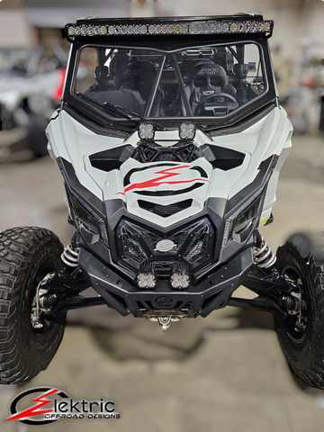 Elektric Offroad 2017+ Can Am X3 Maverick Front Shock Mount Brace W/ Light Mount Anodized Black - SMB210023