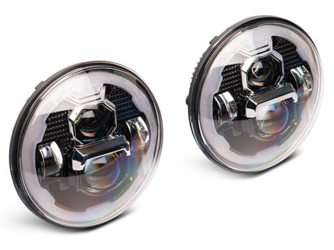 Raxiom 07-18 Jeep Wrangler JK Axial 7-In LED Headlights w/ DRL Turn Signals- Blk Housing (Clear) - J173078
