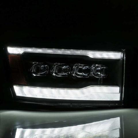AlphaRex 06-08 Dodge Ram 1500HD NOVA LED ProjHeadlights Plank Style Blk w/Seq Signal/DRL/Amber LED - 880536