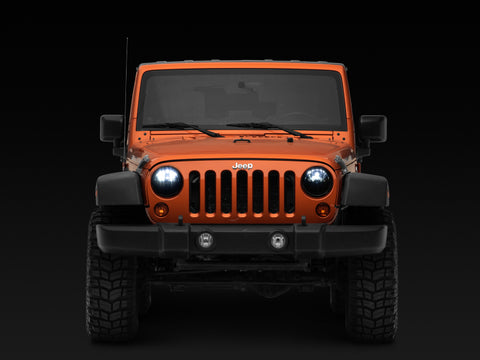 Raxiom 97-18 Jeep Wrangler TJ/JK Axial Series LED Headlights- Black Housing (Clear Lens) - J108039