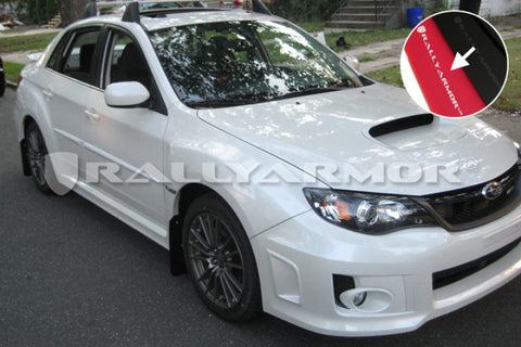Rally Armor 11-14 Subaru WRX/STI (Sedan Only) Red UR Mud Flap w/White Logo - MF19-UR-RD/WH