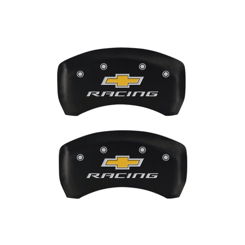 MGP 4 Caliper Covers Engraved Front & Rear Chevy racing Red finish silver ch - 14231SBRCRD