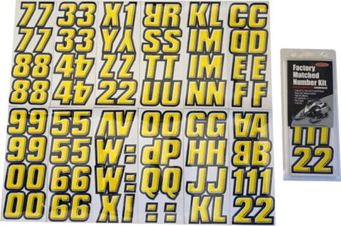 Hardline Snowmobile Lettering Registration Kit 2 in. - 500 Yellow/Black - YEBLK500