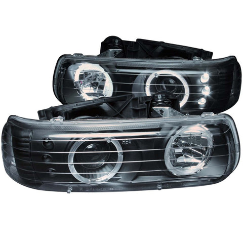 ANZO 1999-2002 Chevrolet Silverado 1500 Projector Headlights w/ Halo Black - 111189