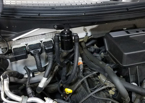 J&L 11-14 Ford F-150/Ford F-150 Raptor 6.2L Passenger Side Oil Separator 3.0 - Black Anodized - 3036P-B