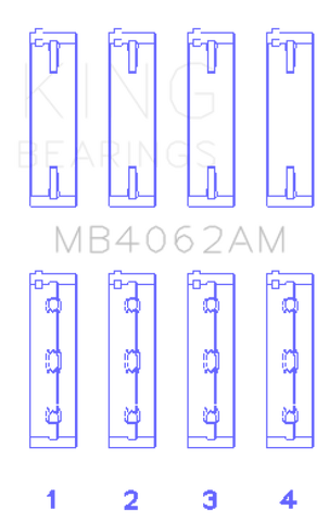 King Honda / Acura C32A1/C32A6/C35A1 Crankshaft Main Bearing Set (Size 0.25) (Set of 4) - MB4062AM0.25