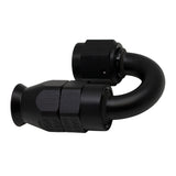 DeatschWerks 6AN Female Swivel 180-Degree Hose End PTFE (Incl Olive Insert) - Anodized Matte Black - 6-02-0853-B