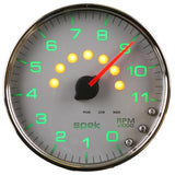 Autometer Spek-Pro Gauge Tachometer 5in 11K Rpm W/Shift Light & Peak Mem Silver/Chrome - P23921