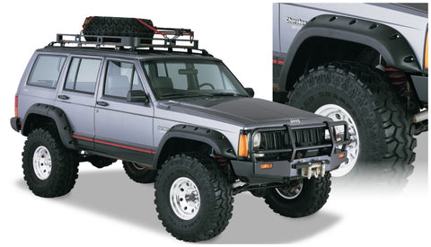Bushwacker 84-01 Jeep Cherokee Cutout Style Flares 4pc Fits 4-Door Sport Utility Only - Black - 10911-07