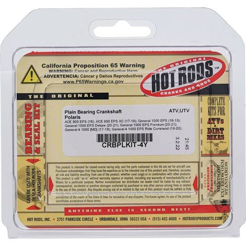 Hot Rods 11-13 Polaris RZR 900 XP 900cc Plain Bearing Crankshaft - CRBPLKIT-4Y