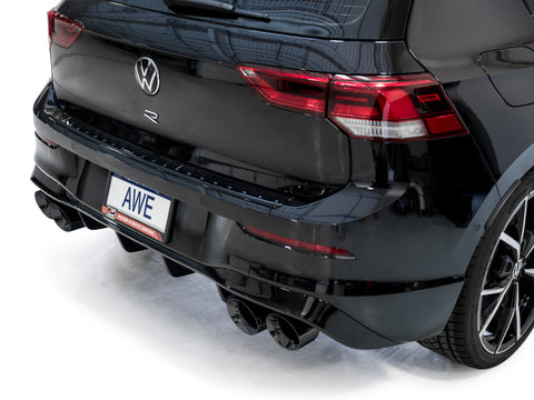 AWE Tuning MK8 Volkswagen Golf R 3in Touring Edition Quad Exhaust - Diamond Black Tips - 3015-43658