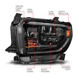 ANZO 2014-2021 Toyota Tundra LED Crystal Headlights w/ Switchback Black Housing w/ DRL - 111533