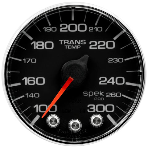 Autometer Spek-Pro Gauge Trans Temp 2 1/16in 300f Stepper Motor W/Peak & Warn Blk/Chrm - P342318