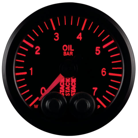 Autometer Stack 52mm 0-7 Bar M10 Male Pro-Control Oil Pressure Gauge - Black - ST3501