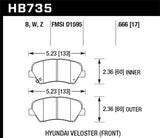 Hawk 13-15 Hyundai Elentra / 12-15 Hyundai Veloster Performance Ceramic Street Front Brake Pads - HB735Z.666