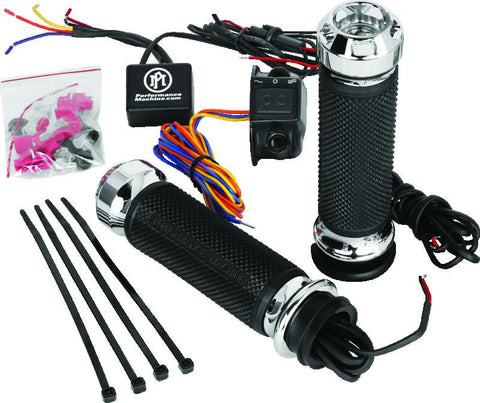 Performance Machine FLHX TBW Apex Heated Grips - Chrome - 0063-2093-CH