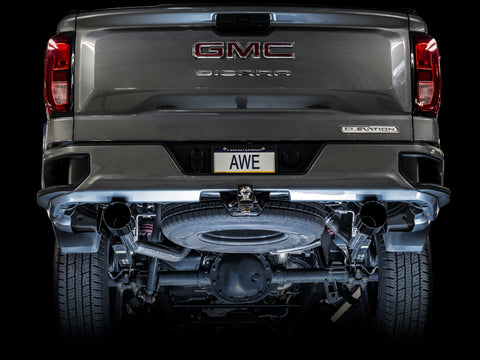 AWE Tuning 4th Gen GM 1500 5.3L 0FG Catback Split Rear Exit (Flat Bumper) - Dual Diamond Tips - 3015-33206