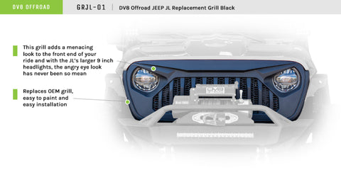 DV8 Offroad 2018+ Jeep JL/ Gladiator Angry Grill - GRJL-01