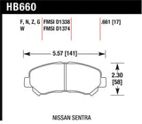 Hawk 09-10 Nissan Maxima / 08-10 Rogue / 07-09 Sentra SE-R / 10  Sentra SE-R M/T HPS Street Front Br - HB660F.661