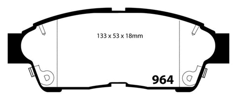 EBC 92-01 Toyota Camry 2.2 Redstuff Front Brake Pads - DP3964C