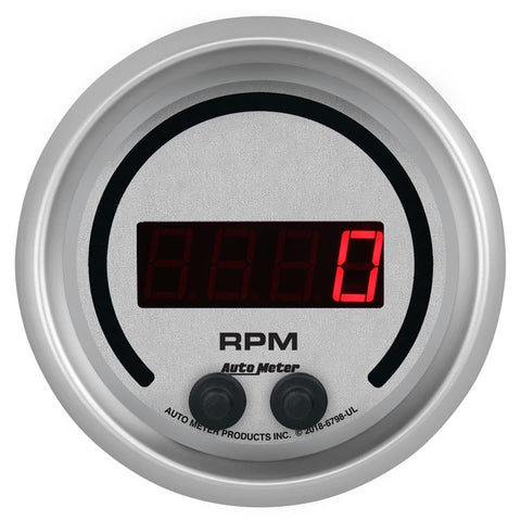 Autometer 85.7mm Silver 0-16K RPM Tachometer Ultra-Lite Elite Digital Gauge - 6798-UL