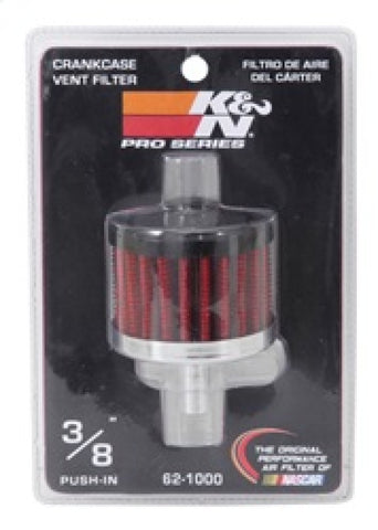 K&N Steel Base Crankcase Vent Filter 0.375in Vent OD x 2in OD x 1.5in Height - 62-1000