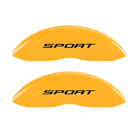 MGP 4 Caliper Covers Engraved Front & Rear No Bolts/Sport 2015 Yellow finish black ch - 10241SSP2YL