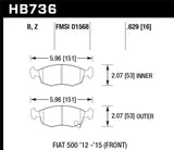 Hawk 12-16 Fiat 500 Performance Ceramic Street Front Brake Pads - HB736Z.629
