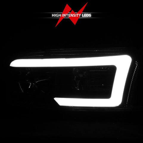 ANZO 99-17 GMC Sierra/Denali Headlights Black Amber (w/C Light Bars) - 111522