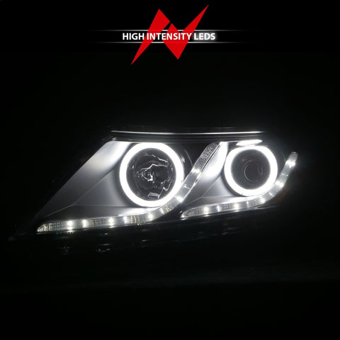 ANZO 2011-2013 Kia Optima Projector Headlights w/ Halo Black (CCFL) - 121460