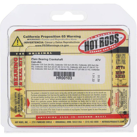 Hot Rods 03-07/09-10/12-15 Can-Am Outlander 400 4x4 400cc Plain Bearing Crankshaft - HR00103