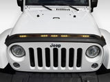 AVS 2007-2018 Jeep Wrangler JK Aeroskin Low Profile Hood Shield w/ Lights - Black - 753060