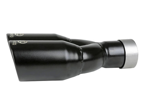 aFe Takeda 304 Stainless Steel Clamp-on Exhaust Tip Black 2-1/2ininlet x 3-1/2in Outlet X 12in L - 49T25374-B121