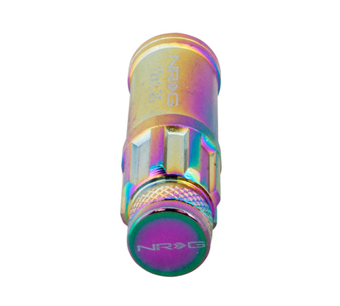 NRG 700 Series M12 X 1.5 Steel Lug Nut w/Dust Cap Cover Set 21 Pc w/Locks & Lock Socket - Neochrome - LN-LS700MC-21