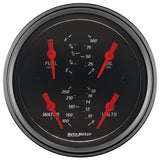 Autometer Designer Black 3.375in Quad Gauge - Fuel Level / Oil Pressure / Water Temp. / Voltmeter - 1414
