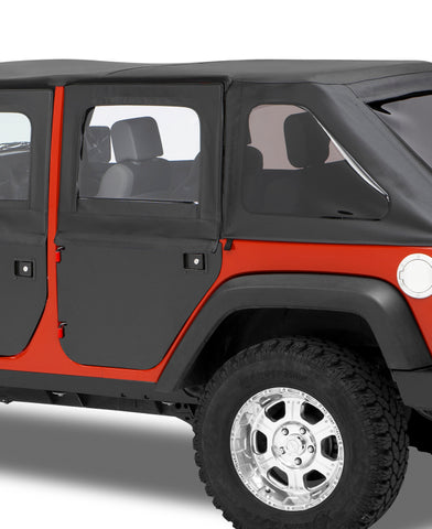 Bestop 07-18 Jeep Wrangler JK 4-Door Full Fabric Doors (Rear Doors Black Diamond) - 51799-35