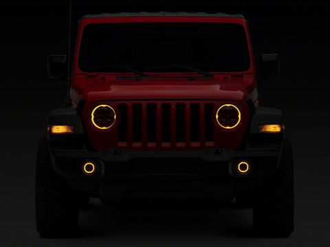 Raxiom 18-23 Jeep Wrangler JL Axial Series 9-In Angel Eye LED Headlights- Blk Housing (Clear Lens) - J177416