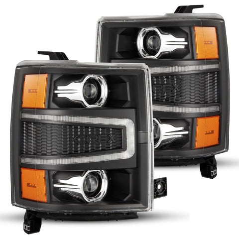 AlphaRex 04-15 Chevy 1500HD LUXX-Series LED Proj Headlights Black w/Activ Light/Seq Signal - 880242