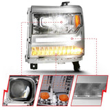 ANZO 16-18 Chevrolet Silverado 1500 LED Projector Headlights w/Plank Style Switchback Chrome w/Amber - 111421