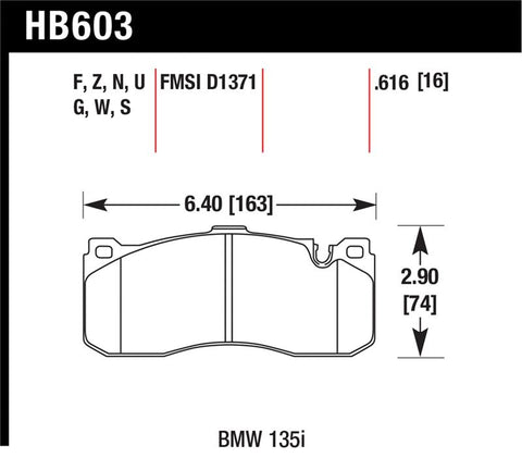 Hawk BMW 135i HPS Street Front Brake Pads - HB603F.616