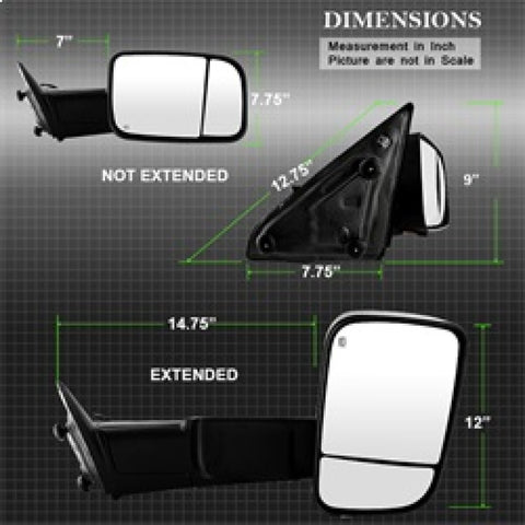 xTune Dodge Ram 1500 09-12 Power Heated Adjust Mirror Black Housing Right MIR-DRAM09S-PWH-R - 9935602