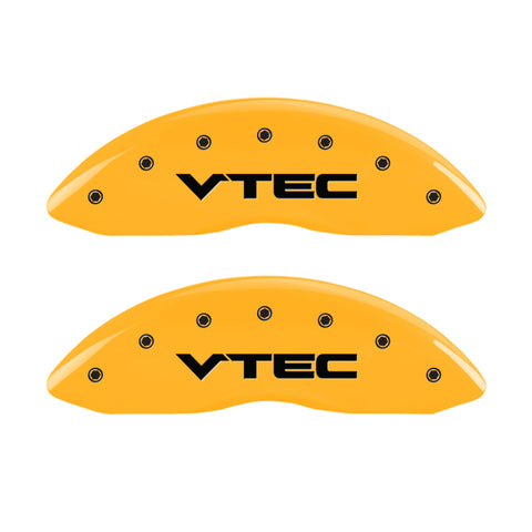 MGP 4 Caliper Covers Engraved Front & Rear Vtech Yellow Finish Black Char 2008 Acura TL - 39007SVTCYL
