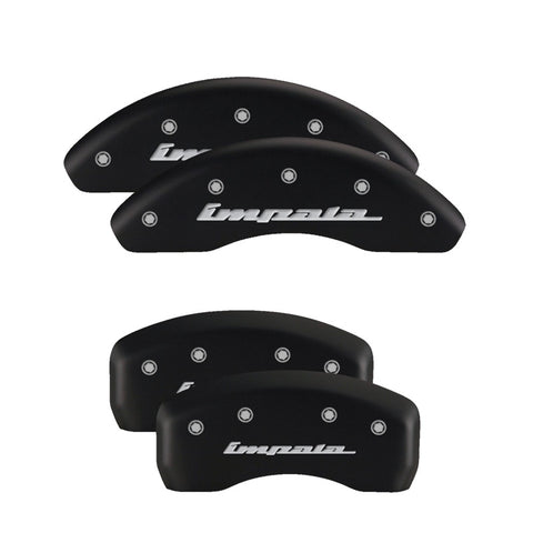 MGP 4 Caliper Covers Engraved Front & Rear Chevy Racing Red Finish Silver Char 2017 Chevrolet Camaro - 14240SBRCRD