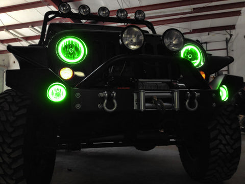 Oracle 07-17 Jeep Wrangler Surface Mount LED Headlight Halo Kit - Green - 3943-004