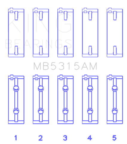 King Engine Bearings Mitsubishi 4G63/4G64 (Size +1.0mm) Main Bearing Set - MB5315AM1.0